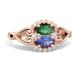 Lab Emerald Love Nest 14K Rose Gold ring R5860