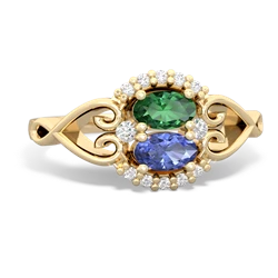 Lab Emerald Love Nest 14K Yellow Gold ring R5860