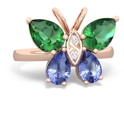 Lab Emerald Butterfly 14K Rose Gold ring R2215