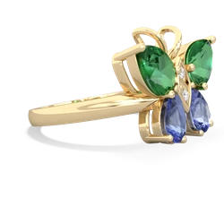 Lab Emerald Butterfly 14K Yellow Gold ring R2215