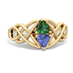 Lab Emerald Keepsake Celtic Knot 14K Yellow Gold ring R5300