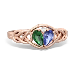 Lab Emerald Celtic Love Knot 14K Rose Gold ring R5420