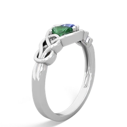 Lab Emerald Celtic Love Knot 14K White Gold ring R5420