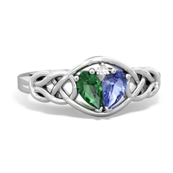 Lab Emerald Celtic Love Knot 14K White Gold ring R5420