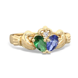 Lab Emerald 'Our Heart' Claddagh 14K Yellow Gold ring R2388