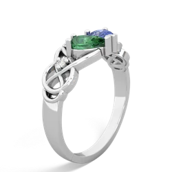 Lab Emerald 'One Heart' Celtic Knot Claddagh 14K White Gold ring R5322