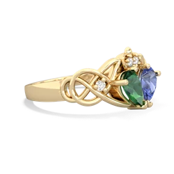 Lab Emerald 'One Heart' Celtic Knot Claddagh 14K Yellow Gold ring R5322