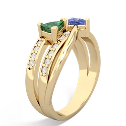 Lab Emerald Bowtie 14K Yellow Gold ring R2360