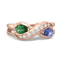 Lab Emerald Diamond Infinity 14K Rose Gold ring R5390