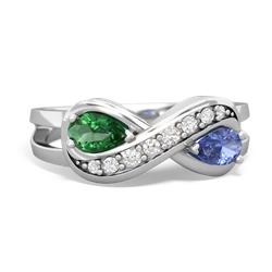 Lab Emerald Diamond Infinity 14K White Gold ring R5390