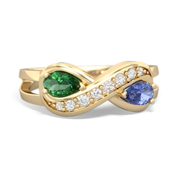 Lab Emerald Diamond Infinity 14K Yellow Gold ring R5390