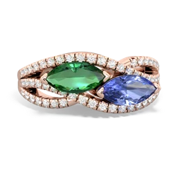 Lab Emerald Diamond Rivers 14K Rose Gold ring R3070