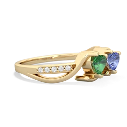 Lab Emerald Side By Side 14K Yellow Gold ring R3090