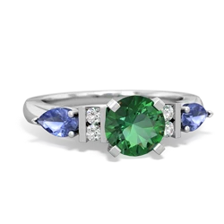 Lab Emerald 6Mm Round Eternal Embrace Engagement 14K White Gold ring R2005