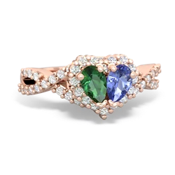 Lab Emerald Diamond Twist 'One Heart' 14K Rose Gold ring R2640HRT