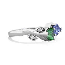 Lab Emerald Floral Elegance 14K White Gold ring R5790