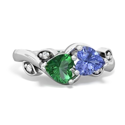 Lab Emerald Floral Elegance 14K White Gold ring R5790