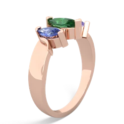 Lab Emerald Three Peeks 14K Rose Gold ring R2433