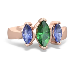 Lab Emerald Three Peeks 14K Rose Gold ring R2433