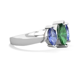 Lab Emerald Three Peeks 14K White Gold ring R2433