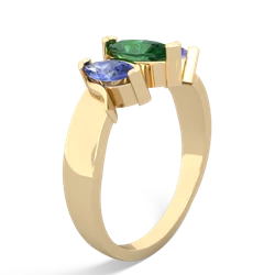 Lab Emerald Three Peeks 14K Yellow Gold ring R2433