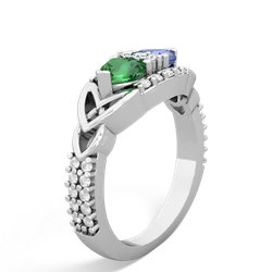 Lab Emerald Sparkling Celtic Knot 14K White Gold ring R2645