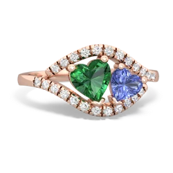 Lab Emerald Mother And Child 14K Rose Gold ring R3010