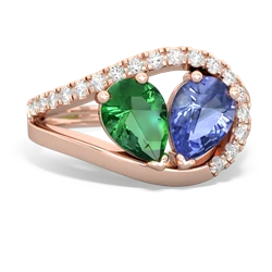 Lab Emerald Nestled Heart Keepsake 14K Rose Gold ring R5650