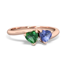 Lab Emerald Sweethearts 14K Rose Gold ring R5260