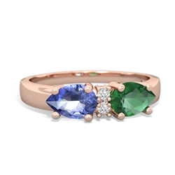 Lab Emerald Pear Bowtie 14K Rose Gold ring R0865