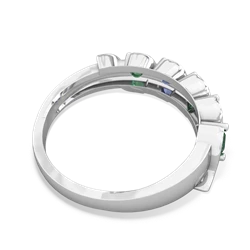 Lab Emerald Anniversary Band 14K White Gold ring R2089