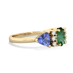 Lab Emerald Antique Style Three Stone 14K Yellow Gold ring R2186