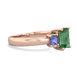 Lab Emerald Three Stone Emerald-Cut Trellis 14K Rose Gold ring R4021