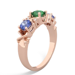 Lab Emerald Hugs And Kisses 14K Rose Gold ring R5016