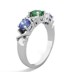 Lab Emerald Hugs And Kisses 14K White Gold ring R5016