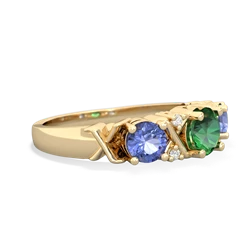 Lab Emerald Hugs And Kisses 14K Yellow Gold ring R5016