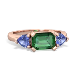 Lab Emerald Three Stone 14K Rose Gold ring R5235