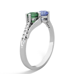 Lab Emerald Infinity Pave Two Stone 14K White Gold ring R5285