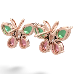 Lab Emerald Butterfly 14K Rose Gold earrings E2215