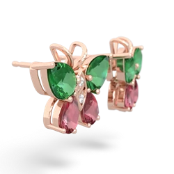 Lab Emerald Butterfly 14K Rose Gold earrings E2215