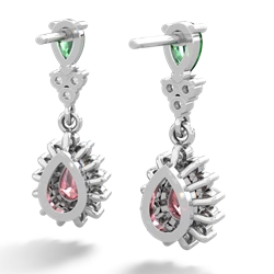 Lab Emerald Halo Pear Dangle 14K White Gold earrings E1882