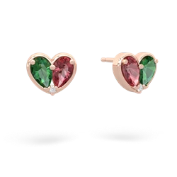 Lab Emerald 'Our Heart' 14K Rose Gold earrings E5072