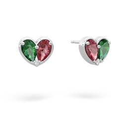 Lab Emerald 'Our Heart' 14K White Gold earrings E5072