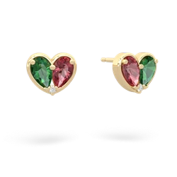 Lab Emerald 'Our Heart' 14K Yellow Gold earrings E5072