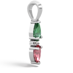Lab Emerald Bowtie Drop 14K White Gold pendant P0865