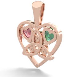 Lab Emerald Celtic Trinity Heart 14K Rose Gold pendant P5331