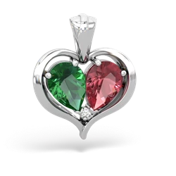 Lab Emerald Two Become One 14K White Gold pendant P5330