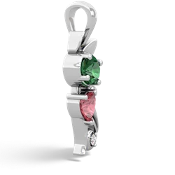 Lab Emerald Kitten 14K White Gold pendant P5780