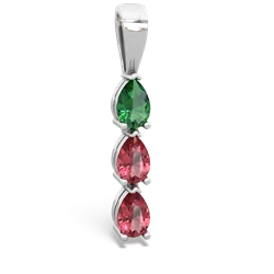 Lab Emerald Dew Drops 14K White Gold pendant P2251