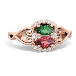 Lab Emerald Love Nest 14K Rose Gold ring R5860